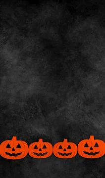 Vertical banner with pumpkins at bottom border against dark mystery concrete  Stock Photos