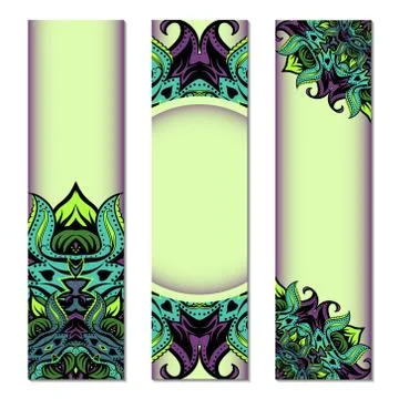Vertical banner set with ornate circular pattern Illustrazione stock
