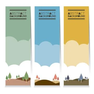 Vertical Banner Set Of Three Graphic Natural Theme Vector Illustration Stock Illustration