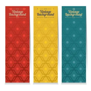 Vertical Banner Set Of Three Vintage Graphic Theme Vector Illustration Stock-Illustration