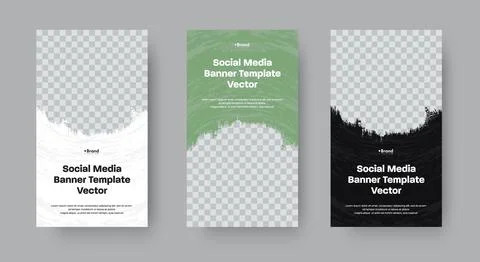 Vertical banner template for stories with semicircular grunge elements for ph Stock Illustration