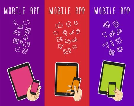 Vertical banner with touch screen Stock Illustration