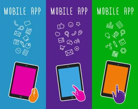 Vertical banner with touch screen Stock Illustration