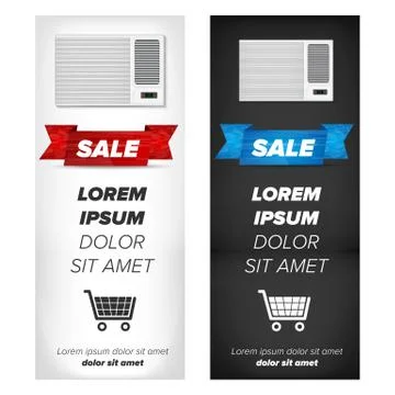 Vertical banners with airconditioner Stock Illustration