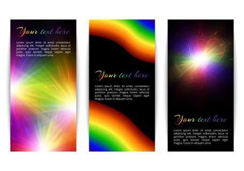 Vertical banners with bright hearts Stock Illustration