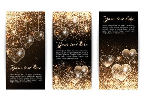 Vertical banners with hearts Illustrazione stock