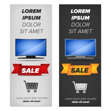 Vertical banners with plasma tv Stock Illustration