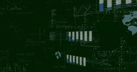 Vertical bar chart cluster animating over grid axes in flat design, with Video stock 309143811
