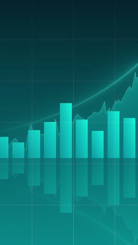 Vertical Bar Graph Showing Growth in Blue and Green Colors. Stock Footage 317301624