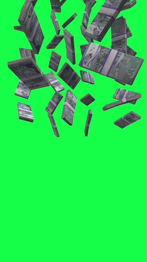 Vertical Barbadian Dollars Falling Animation on Green Background Stock-Footage 301413008