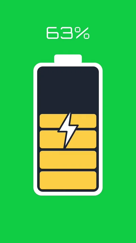 Vertical battery icon charging with segments filling on green screen chroma key Stock-Footage 348617932