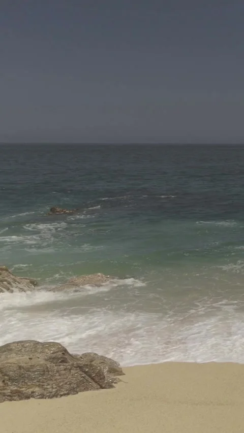 Vertical Beach Waves to Sea Stock Footage 285563679