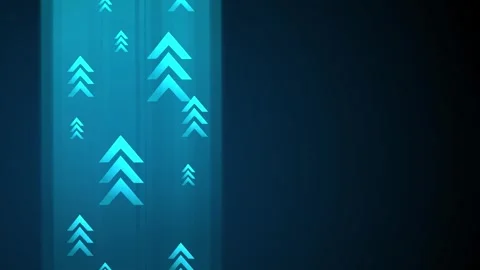 Vertical beam of teal light with multiple upward arrows on left gradient ba.. Stock Footage 329936881