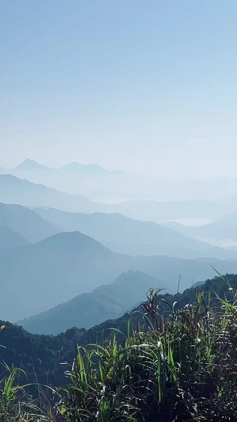 Vertical Beautiful Blue Layered Mountains Silhouette Stock Footage 334016540