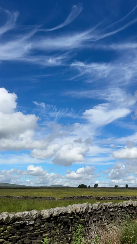 Vertical. Beautiful sky above Lancashire countryside Stock Footage 337426258