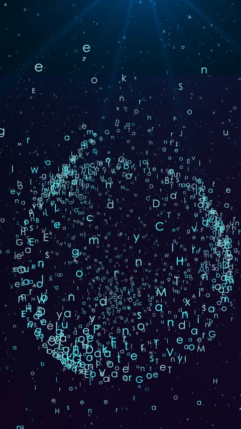 Vertical Big Data Cloud Concept with Floating character letters Stock Footage 331329662