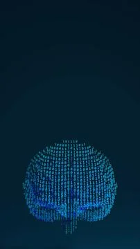 Vertical binary code brain on dark gradient background, illustrating artifi.. Stock Photos
