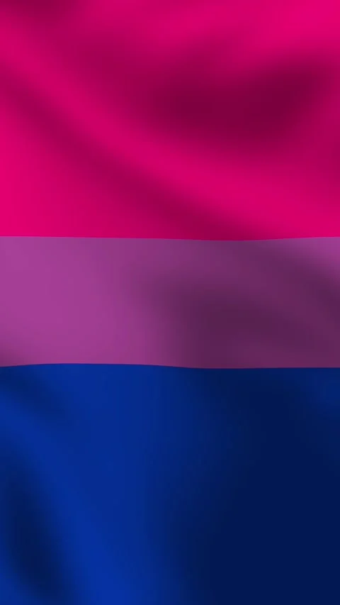 A vertical bisexual flag featuring pink, purple, and blue stripes Stock Footage 308665355