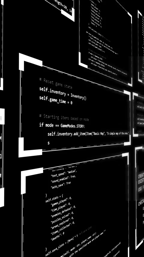 Vertical black and white coding high tech background for phone or reel story Stock Footage 317231594