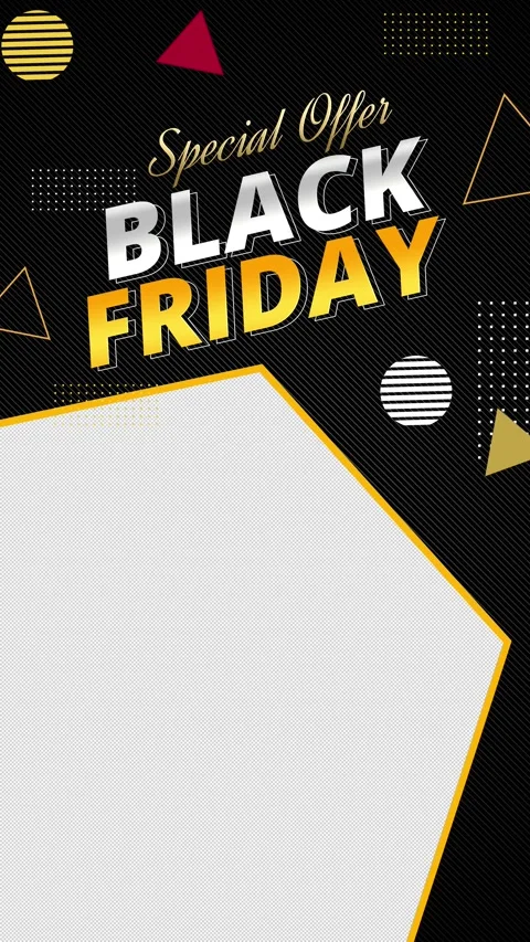 Vertical Black Friday Best Deal Promo Template with 3D Geometric Shapes 스톡 동영상 345100302