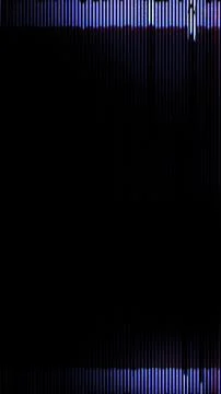Vertical black glitch overlay with blue purple scan lines, digital noise an.. Stock Illustration