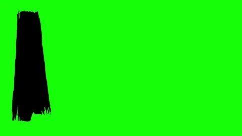 Vertical black ink brush strokes on green Video stock 112010919