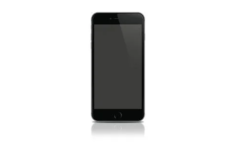 Vertical black smartphone with a blank screen on white Ilustración de archivo