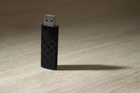 Vertical black USB flash drive with clean shadow Stock Photos