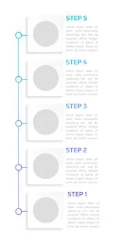 Vertical blank circles in square options infographic chart design template Stock Illustration
