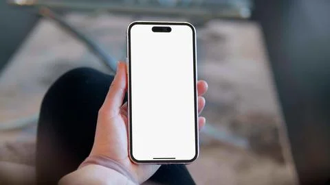 Vertical Blank White iOS Screen, iPhone Pro Dynamic Island White Screen Template Stock Photos
