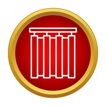 Vertical blinds icon on red circle background Stock Illustration