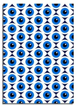 Vertical blue abstract background with geometric eye pattern, cover, title .. Stock Illustration