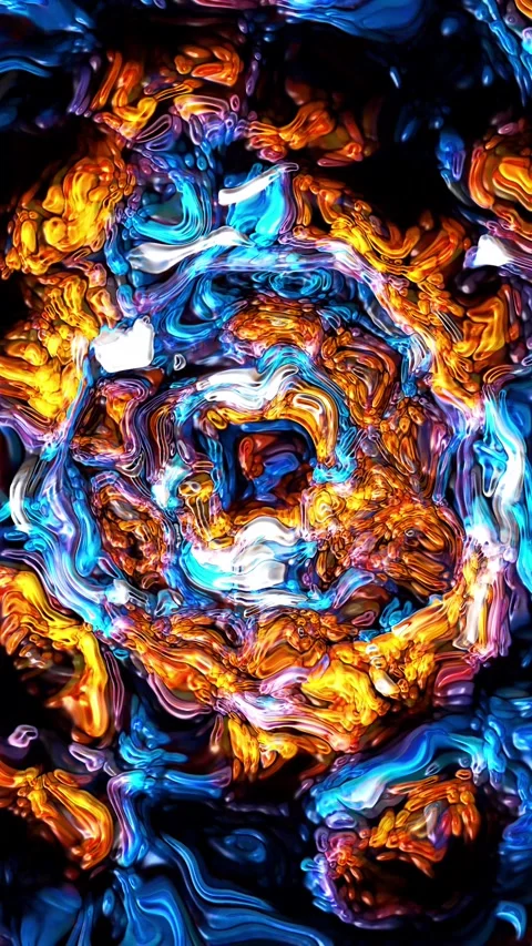 Vertical Blue and Gold Circular Chaos 4K Loop Stock Footage 327476047