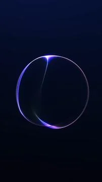Vertical blue and purple glowing sphere with a cosmic light arc on dark bac.. Stock Illustration