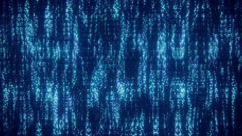 Vertical blue code rain forming futuristic digital matrix background. Stock Photos