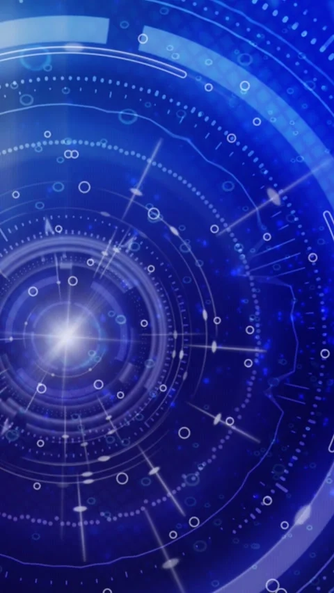 Vertical Blue Cyber Radial Tech 4K Loop Stock Footage 276283845