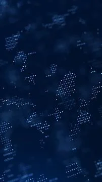 Vertical blue digital dot pattern with data blocks for cybersecurity, AI te.. Stockillustratie