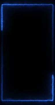 Vertical Blue Electric Energy Frame Border Animation on Black Background. N.. Stock Illustration
