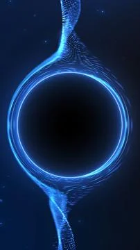 Vertical blue energy ring with flowing particles and radiant circular glow... 스톡 일러스트