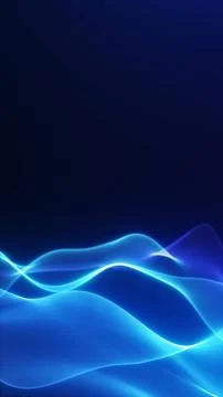 Vertical blue energy wave with luminous mesh curves and deep copy space, ma.. Stock Illustration