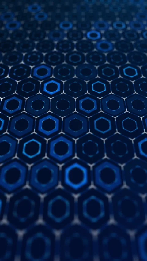 Vertical blue hexagon grid loop for futuristic technology, digital network .. Stock Footage 339434868
