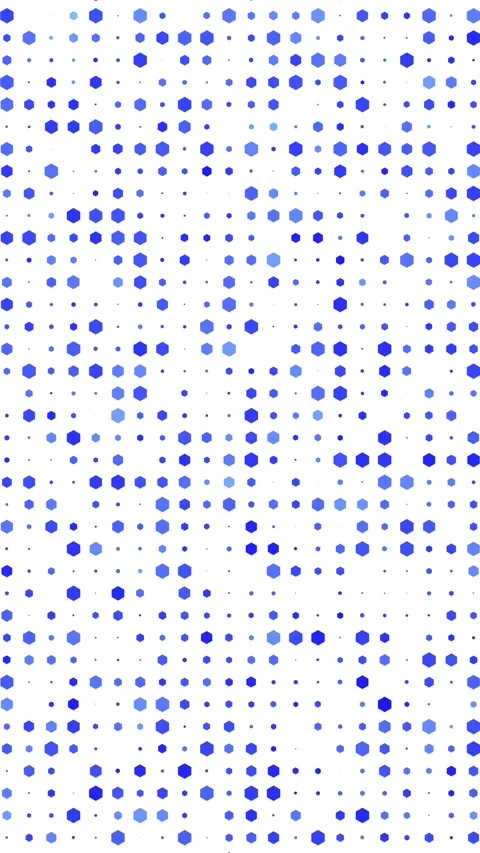 Vertical Blue Hexagon Grid Random Scaling 4K Loop White Video stock 334028897