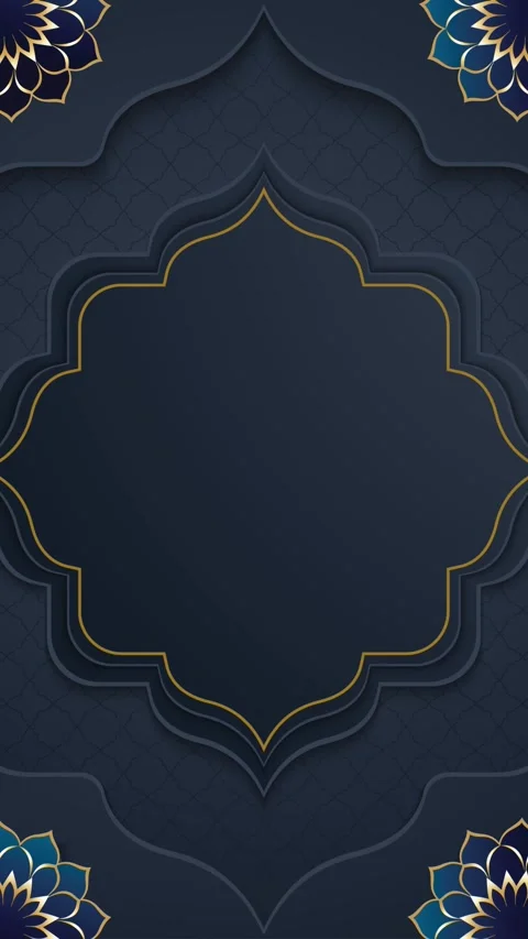 Vertical blue Islamic background with golden frame and mandalas Stock Footage 335806881