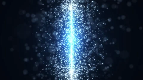 Vertical blue light beam with sparkling particles on dark background Stock Footage 324956830