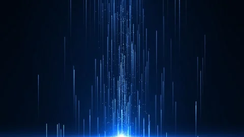 Vertical blue light lines and particles rise from a glowing base, creating a 库存影片 332802703