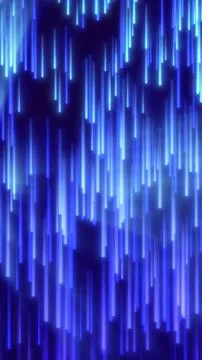 Vertical blue light streaks falling across a dark background, creating a fu.. Illustrazione stock