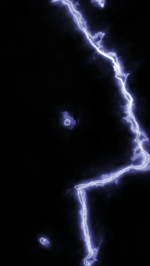 Vertical Blue Lightning Thunder Bolt Energy 4K Seamless Loop Stock Footage 336171271