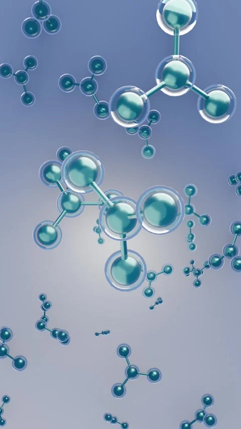 Vertical Blue Molecules Abstract Animation Science Technology Video stock 332509932