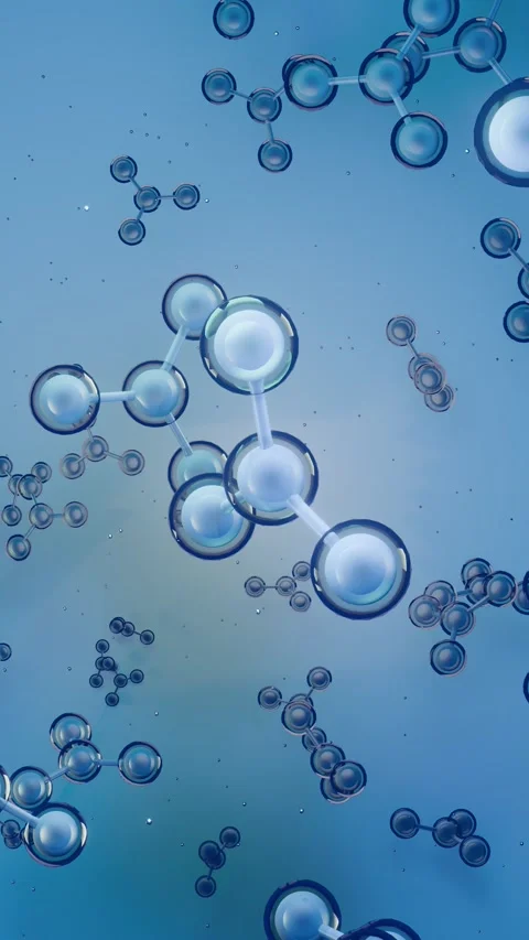 Vertical Blue Molecules Abstract Animation Science Technology Concept Background Vidéo 332509954