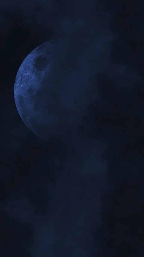 Vertical Blue Moon in a Lightning Storm 4K Loop Stock Footage 273240059